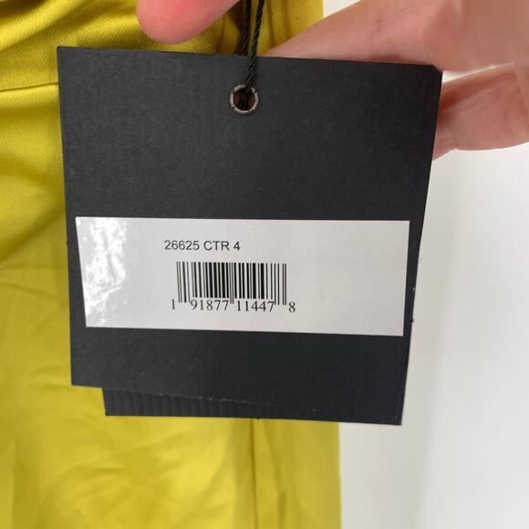 MAC DUGGAL Dress Size 4 Evening Gown Chartreuse Green Yellow NEW Satin Faux Wrap - Picture 5 of 9